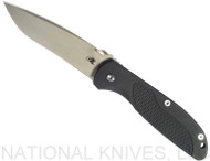Rick Hinderer Knives Firetac Recurve Folding Knife, Working Finish 3.5625" Plain Edge 20CV Blade, Working Finish Lockside, Black G-10 Handle - Tri-Way Pivot