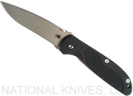 Rick Hinderer Knives Firetac Recurve Folding Knife, Working Finish 3.5625" Plain Edge 20CV Blade, Battle Bronze Lockside, Black G-10 Handle - Tri-Way Pivot