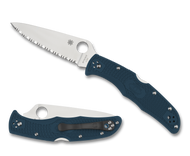 Spyderco Endura 4 Folding Knife C10FSK390, K390 Serrated Edge Blade, Blue FRN Ha