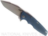 Rick Hinderer Knives Eklipse Harpoon Spanto Folding Knife, Working Finish 3.625" Plain Edge CPM-20CV Blade, Working Finish Lock Side, Blue - Black G-10 Handle - Tri-Way Pivot