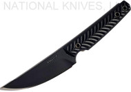 RMJ Tactical Unmei Fixed Blade Knife, Graphite Black Nitro-V Steel Plain Edge Blade, Black G-10, Sheath