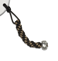 Spyderco Round Pewter Bead with Bug Logo and Hand-Braided Black and Red Paracord Lanyard BEAD5LY