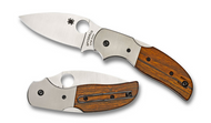 Spyderco Sage 4 C123WDP Folding Knife, 3" Plain Edge Blade, Titanium and Ironwood Handle