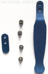 Rick Hinderer Knives Pocket Clip & Filler Tab Set - Solid - Battle Blue Titanium