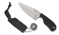 Spyderco Perrin Subway Bowie Knife FB48PBK Satin LC200N Blade Black FRN - Sheath