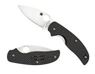 Spyderco Sage 1 C123CFP Folding Knife, 3" Plain Edge Blade, Black Carbon Fiber Handle