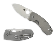 REFERENCE ONLY - Spyderco Techno C158TIP Folding Knife, 2.625" Plain Edge CTS-XHP Blade, Titanium Handle