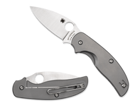Spyderco Sage 2 C123TIP Folding Knife, 3" Plain Edge Blade, Titanium Handle
