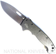 Strict Limit of One (1) AD-20S TOTAL per customer, household, etc.  Demko Knives MG AD-20S Stonewash ELMAX Blade Smooth Titanium - WITH Thumb Slot