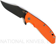Rick Hinderer Knives XM-24 Bowie Battle Black 4" 20CV Blade BTLBLK L/S Orange G-