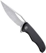 CIVIVI Shredder Flipper Knife C912DS Damascus Steel Blade Black G-10 Handle