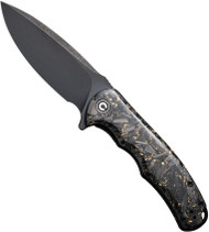 CIVIVI Praxis Knife C803J Black Stonewash 9Cr18MoV Blade Carbon Fiber Golden