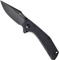 Sencut Actium Folding Knife SA02C Black Stonewash D2 Steel Blade Black G-10