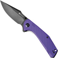 Sencut Actium Folding Knife SA02D Black Stonewash D2 Steel Blade Purple G-10