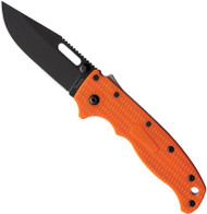 Demko Knives AD-20.5 ClipPoint Knife Black DLC 3" PlainEdge Blade Orange Grivory