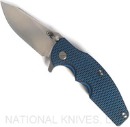 Rick Hinderer Knives Jurassic Slicer Stonewash Magnacut Blade SWBR L/S Blue-Blk