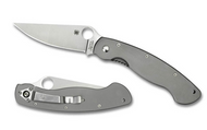 Spyderco Military C36TIP Folding Knife, 4" Plain Edge Blade, Titanium Handle