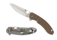 REFERENCE ONLY - Spyderco Southard Folder C156GPBN Flipper Folding Knife, Stonewashed 3.5" Plain Edge CTS-204P Blade, Brown G-10 and Titanium Handle