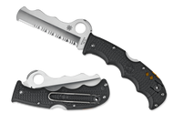 Spyderco Assist C79PSBK Rescue Folding Knife, Satin 3.687" Partially Serrated Blade, Black FRN Handle