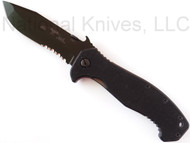Emerson Knives CQC-15 BTS Folding Knife, Black 3.9" Partially Serrated 154CM Blade, Black G-10 Handle, Emerson "Wave" Opener