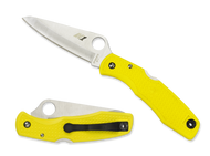 Spyderco Pacific Salt C91PYL Folding Knife, Satin 3.812" Plain Edge H-1 Blade, Yellow FRN Handle
