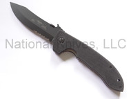 Emerson Knives CQC-8 BTS Folding Knife, Black 3.9" Partially Serrated 154CM Blade, Black G-10 Handle, Emerson "Wave" Opener