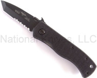 Emerson Knives Mini CQC-7BW BTS Folding Knife, Black 2.9" Partially Serrated 154CM Blade, Black G-10 Handle, Emerson "Wave" Opener