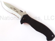 Emerson Knives Mini CQC-15 SFS Folding Knife, Satin 3.5" Partially Serrated 154CM Blade, Black G-10 Handle, Emerson "Wave" Opener