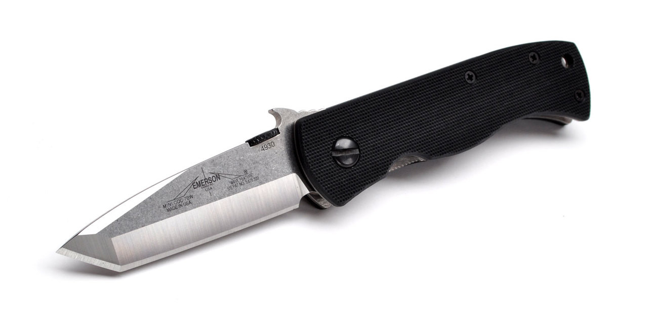 Emerson Knives Mini Commander SFS Knife Dealr Satin 3.4" ComboEdge Blade Wave 