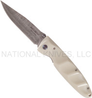 Mcusta MC-15D Folding Knife 3.375" Plain Edge Damascus Blade Corian Handle