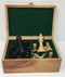 Duke Chess Pieces in Black Lacquer with 3.75" King  with wood box felt lined
