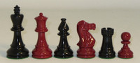 The Classic Knight - Black and Red Boxwood Chess Pieces - 3.75" King 