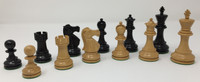 Monarch Chess Pieces in Black and Natural Boxwood with 3.75" King and Faux Leather Storage Box (