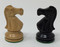 Monarch Chess Pieces in Black and Natural Boxwood with 3.75" King and Faux Leather Storage Box ( Knights