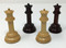 Excalibur Chess Pieces in Rosewood and Boxwood with 4" King in Leatherette Storage Box with Key 4 queens