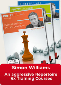 Get 6 Simon Williams Gambits: The King's Gambit, The Black Lion, The Evans Gambit, The Tactical Chigorin, and The Budapest Gambit - Chess Training Downloads