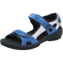 The Romy in Blue Nubuck by Fidelio.  European Adjustable 3-Strap Sandal .