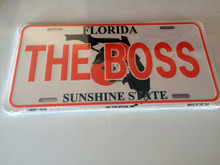 High Gloss Embossed Aluminum License Plate Prints FL " THE BOSS" 