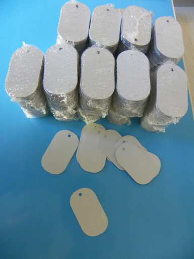 White Aluminum Dye Sublimation Dog Tag Blanks 50 PIECE LOT  *MADE IN USA* 