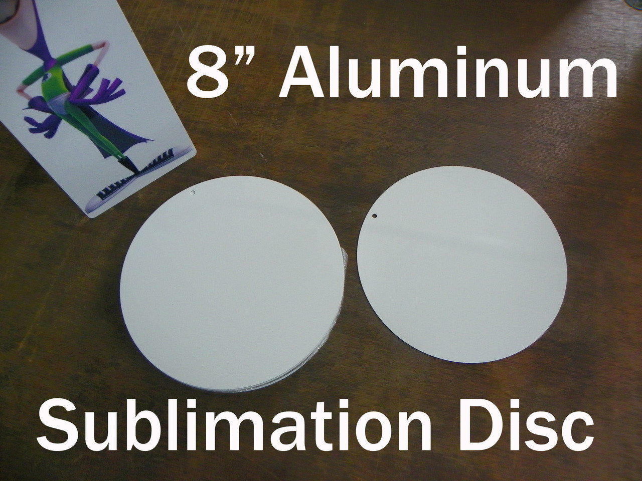 8 Round Blank Aluminum Sublimation Disc with 3/16 Hole for Mounting