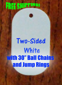 2 Sided White Aluminum Sublimation Dog Tag Blanks, 30" Ball Chains Free Shipping 500PCs