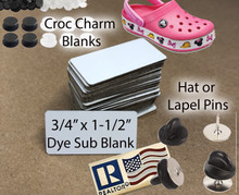 Hat Pin, Lapel Pin or Croc Charm Sublimation Blanks 3/4" x 1-1/2" $0.35ea, Lot of 100