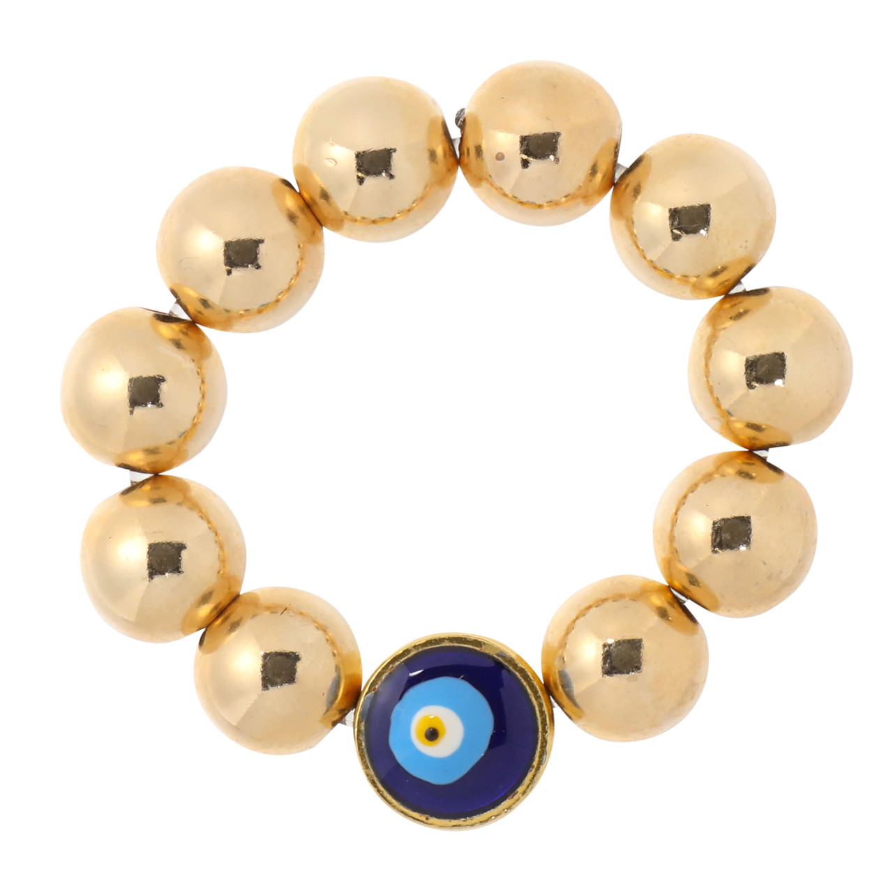 Evil Eye Ring: 14kt Gold-Filled Beads + Turkish Evil Eye