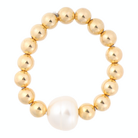 Pearl & 14kt gold filled stretch ring. Perfect for stacking up or wearing as a delicate statement.
