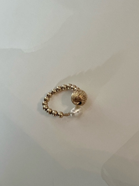 Catalina Pearl moving ring. 14kt gold filled hand made adjustable ring & moving beading.