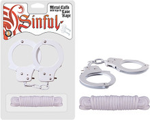 SINFUL METAL CUFFS W/LOVE ROPE WHITE | NW25442 | [category_name]