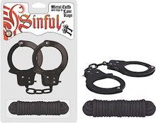 SINFUL METAL CUFFS W/LOVE ROPE BLACK | NW25443 | [category_name]