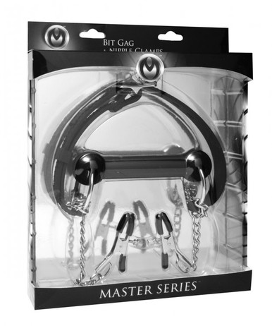 MASTER SERIES EQUINE SILICONE BIT GAG W/NIPPLE CLAMPS | XRAD700 | [category_name]