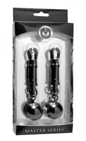 MASTER SERIES BLACK BOMBER NIPPLE CLAMPS W/BALL WEIGHT | XRAD976 | [category_name]