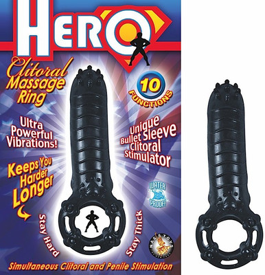 HERO COCKRING & CLIT MASSAGER BLACK | NW23742 | [category_name]